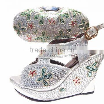 2016 Haniye new arrivel Italian stones shoes and bag set/slipsole shoes matching clutch bag