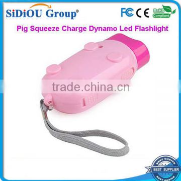 Pig Squeeze Charge Dynamo Led Flashlight