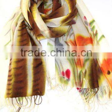ladies pure cashmere floral printed shawls scarfs