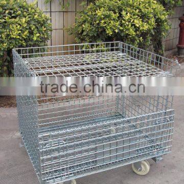 customized heavy duty wire mesh container with wheels