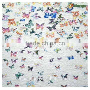 Beautiful colorful Butterfly cotton crochet fabric in bulk for dress decorative