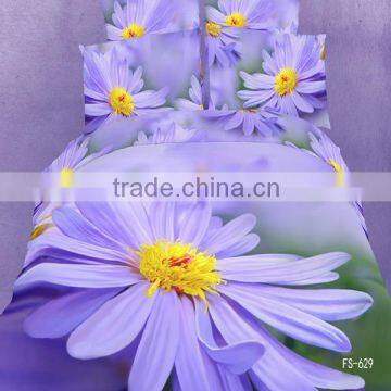 huge plain flower design 3D reactive printed bedding set with high quality and low price