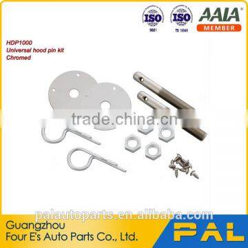 Auto Quality Hood and Deck Pins,Chrome plated finished steel, Safety Pins, Screw-On Scuff Plates Hardware hood pin kit