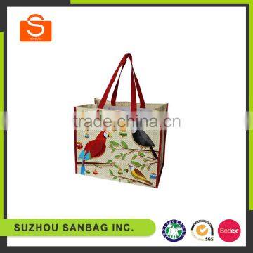 China Style Customized Bird Pattern Laminated PP Woven Bag,women's Shopping Bag