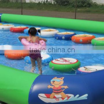 inflatable water pool with floating bridge for girls and boys fun play