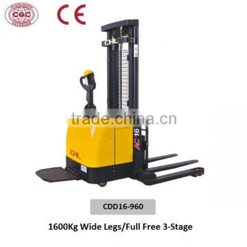 1.6 ton electric pallet stacker with full-free 3-stage