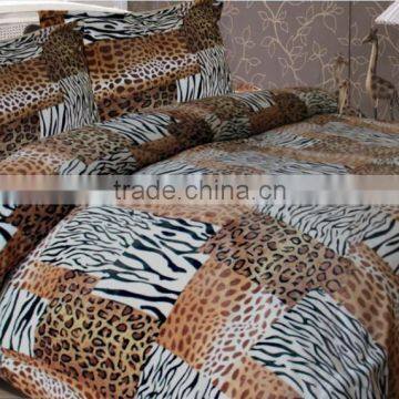 luxury and fluffy animal printed double bed size flannel bedding set