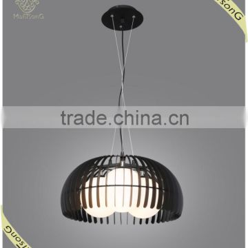 2015 Classic hot sale three round glass balls inside black iron shade pendant lamp