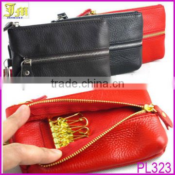 Women Lady Multi Purpose Wallet Real Leather Cell Phone Pouch Key Chain Purse Clutch Wristlet Wallet