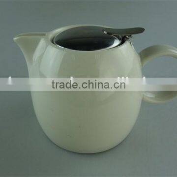 Hot Sale Stock Cheap Ceramic Colorful Round Tea Pot With Stainless Steel Lid photo-4