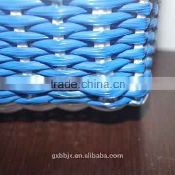 Handmade Plastic Woven Basket With Handles photo-5