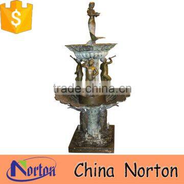 garden decoration bronze mermaid water fountain with cherub NTBF-L397S