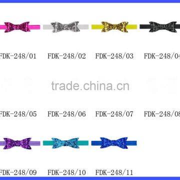 Royal Blue Sequins Bows With Stretchy Fold Over Headbands photo-5