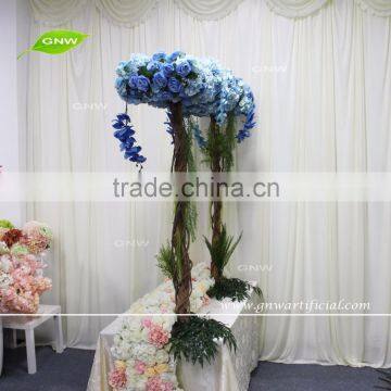 GNW FLW161018 Good Quality cheap blue rose and Hydrangea wedding flower arch