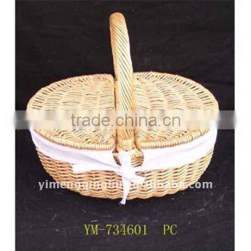 100% handmade cheap willow wicker basket with handle