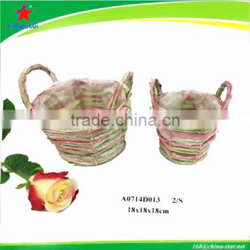 natural handmade flower pot with plastic liner