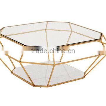 Golden Series 100*100cm center Table With Glass Top