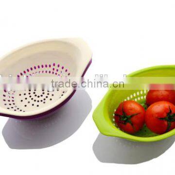 Plastic oval drainer basket colander with 2 handles
