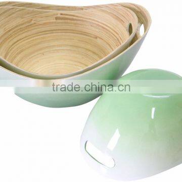 Eco Friendly Lacquer Spun Bamboo Salad Bowl