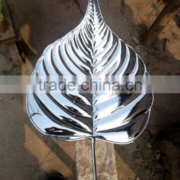 Stainless steel sculpture art mirror finishing wall leaf decoration