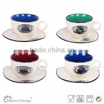 Cheap Bulk Ceramic Tea Cups, Wholesale White Porcelain Custom Printed Ceramic Tea Cups and Saucers photo-2