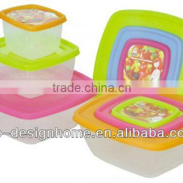 3 PCS FUCHSIA, TURQUOISE, LIME GREEN, ORANGE 0.2L+0.6L+1.3L NEST SQUARE PP PLASTIC FOOD CONTAINER