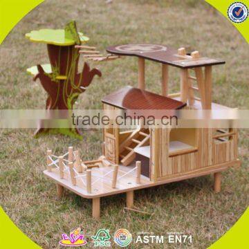 2017 New products indoor children toys wooden treehouse dollhouse W03B059