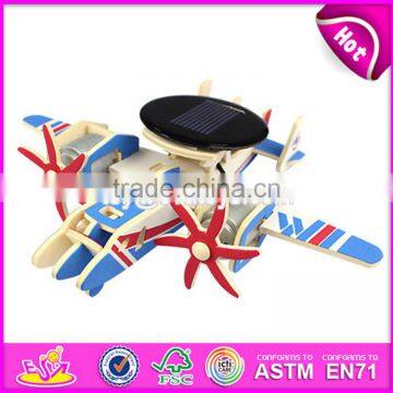 2017 New design 3d airplane building toy wooden puzzles for toddlers W03B071