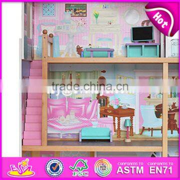 2017 Best Design Luxurious Three Floors Wooden Kids Modern Dollhouse With Furniture W06A247 photo-3