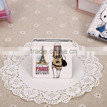 CJA14-OEM Makeup Pocket Plastic Hand Square Foldable Mirror