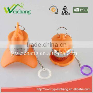 WCA291 Good Quality Tea Infuser Strainer Handle With Steel Ball Silicone With Tray photo-2