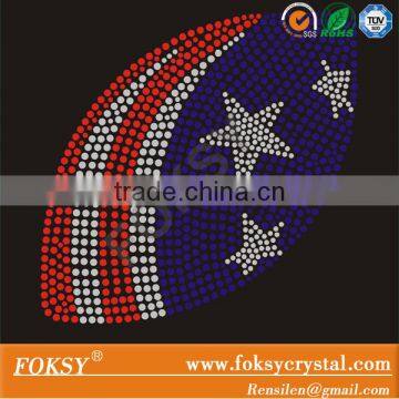 American football rhinestone transfer, football rhinestone transfer iron on american flag for tshirt wholesale price