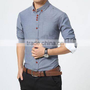 2016 New Fashion Men Shirt Long Sleeve Slim Fit Solid Color High Quality Dress Shirts photo-6
