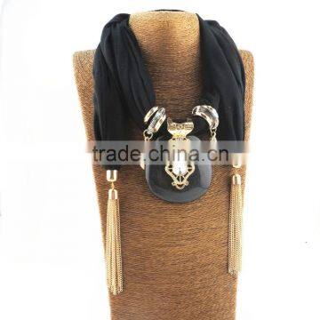 Solid Green Metal Tassel Chian Necklace Scarves 2016 New Pendant Collar Scarves Women Costume Scarves photo-5