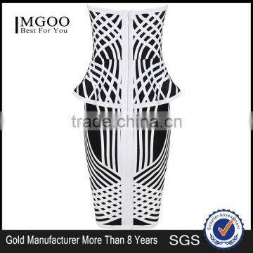MGOO 2015 OEM Services Two Sets Women Dress White Black Slim Fitting Wholesale Strapless OL Sexy Dress H1108 photo-4