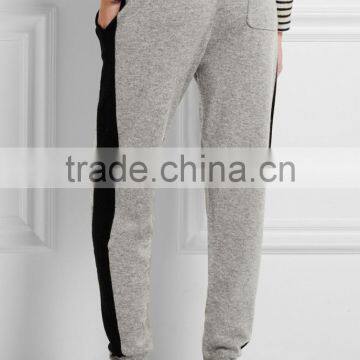 Women Side Stripe Gray and Black Terry Running Pants photo-3
