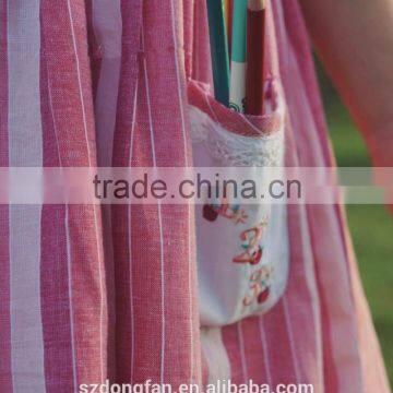 2016 Girls ABC + 123 in Antique Brick Well Dressed Remake Dress Kids Back To School 100% Cotton Striped Lace Dress photo-4