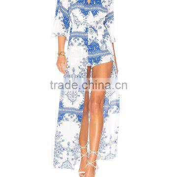 Most Popular 3/4 Sleeve Women Pant Dress Latest Printed Maxi Romper photo-6
