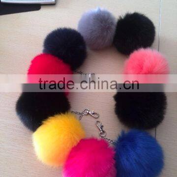 new products faux fox fur pom keychain