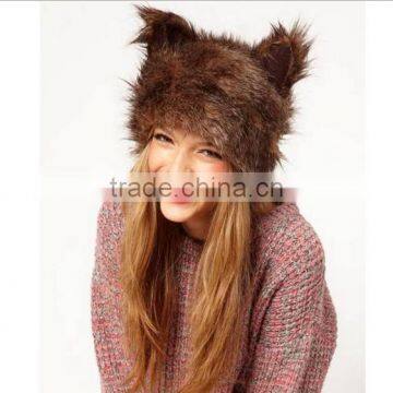 Quick sell through Europe cute animal ears fur imitation fur hat Christmas hat manufacturers supply