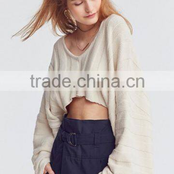 Ladies Long Sleeve Fashion Asymmetrical Modern Knitting Crop Top Sweater With Best Quality photo-2