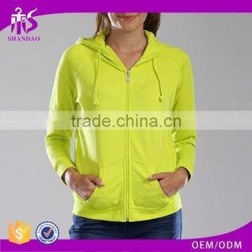 Guangzhou Shandao Wholesale Zipper up Neon Yellow With Hood Sports yoga wear bangkok