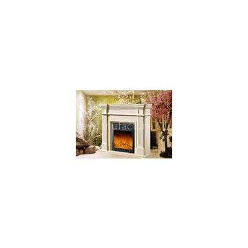 Decorative White Freestanding Modern Electrc Fireplace support Oak / Poly Resin Material