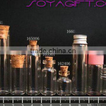 16mm Clear Glass Wishing Bottle With Cork Stopper and Test Tube for Lab