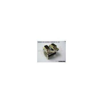 D_SUB DUAL PORT 9PIN R. ANGLE MALE 8.1 RIVET DUAL BROAD LOCK