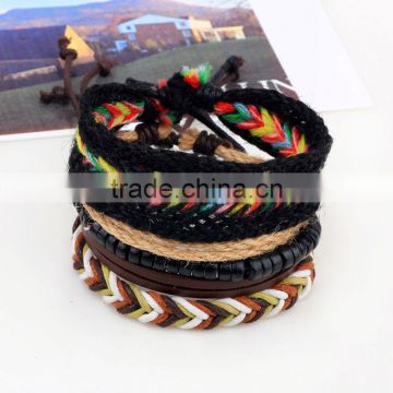 the European jewelry set custom hematite alloy clasp engraved leather bracelet