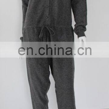 wholesale luxurious style women 100% pure cashmere jumpsuit