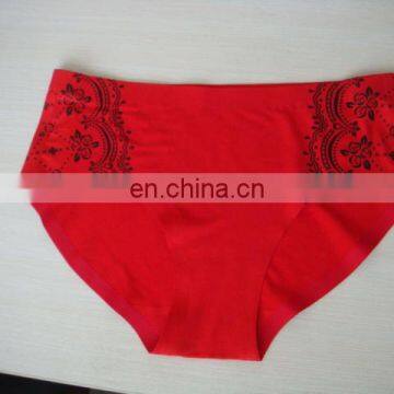 Ladies seamless red color sexy panty with lace