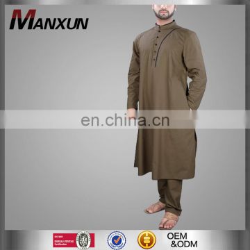 Popular two pieces set qatar style men islamic clothing saudi thobe dubai thobe for men