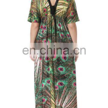 6029# Latest Fashion 2017 Peacock Fat Ladies Floral Printed Summer Casual Maxi Bohemian Maternity Dress Plus Size Women Clothing photo-4